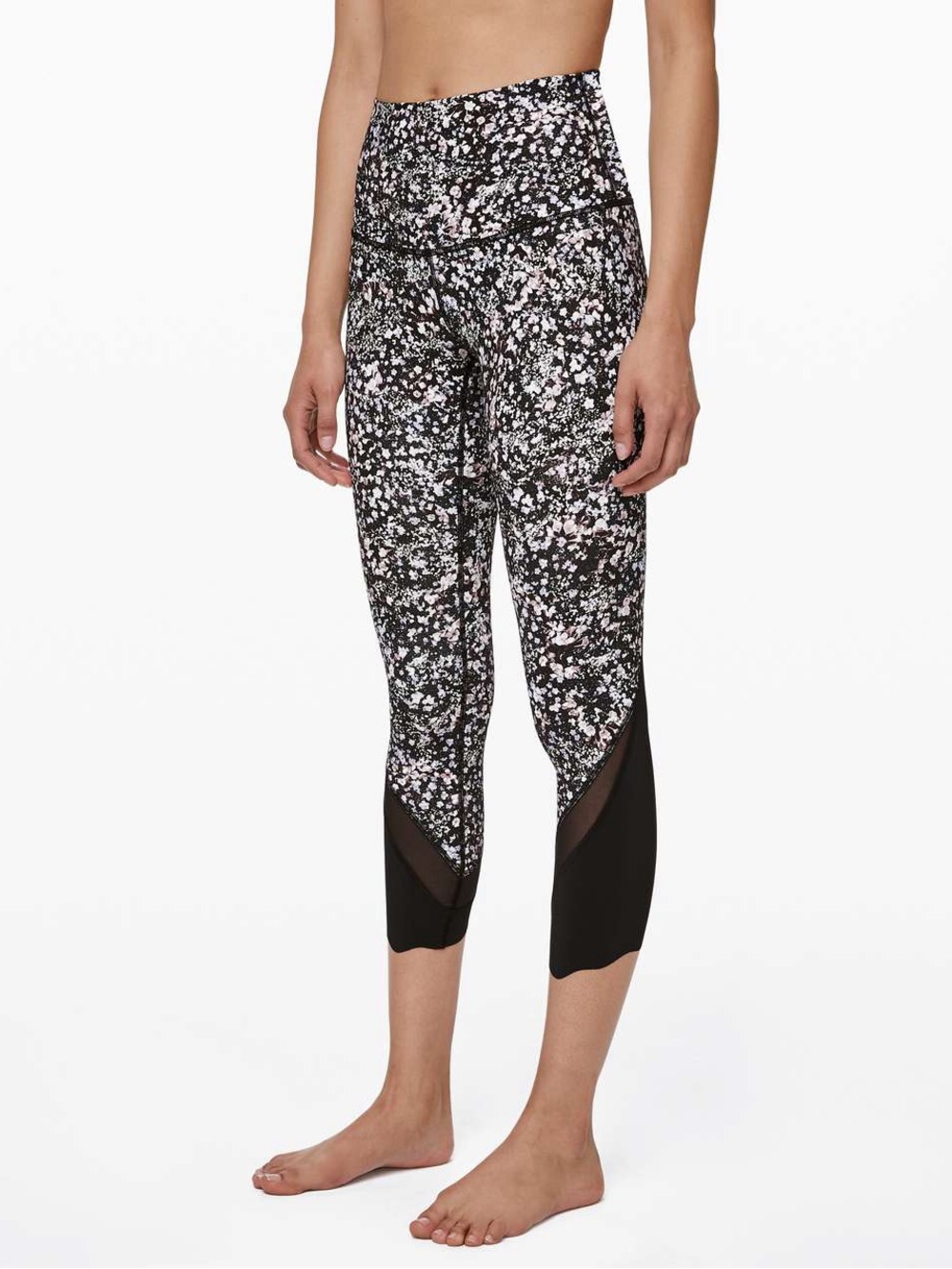 Lululemon Wunder Under Crop Roll Down Scallop Luxtreme 24" Floral Spritz Size 6